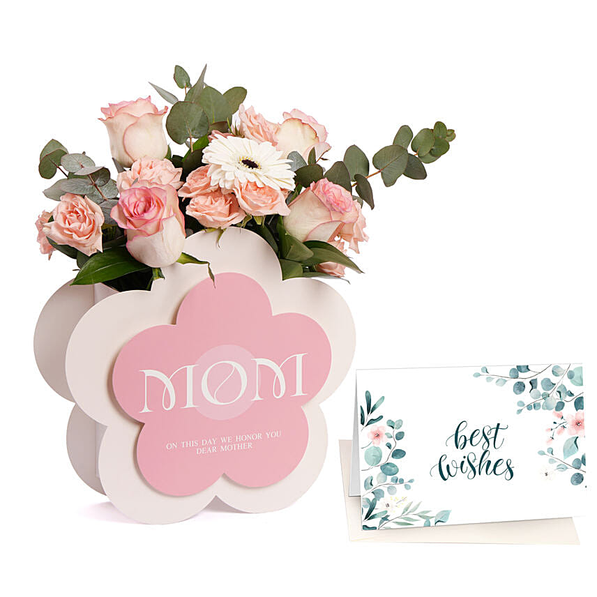 Blissful Flowers for MOM With Greeting Card
