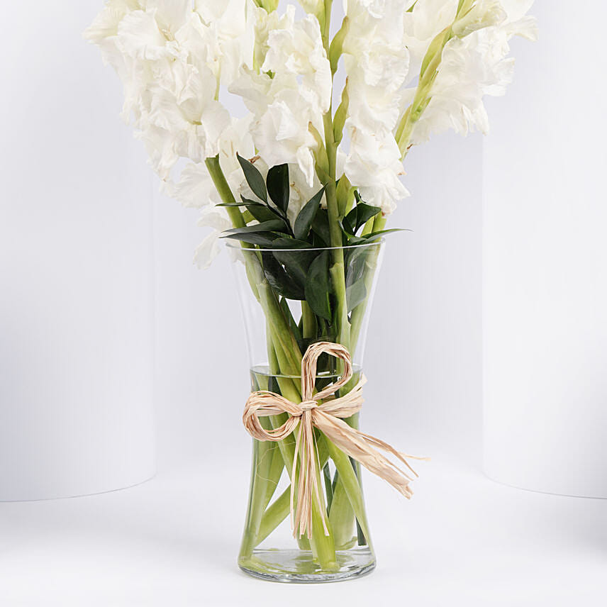 Blissful White Gladiolus Arrangement