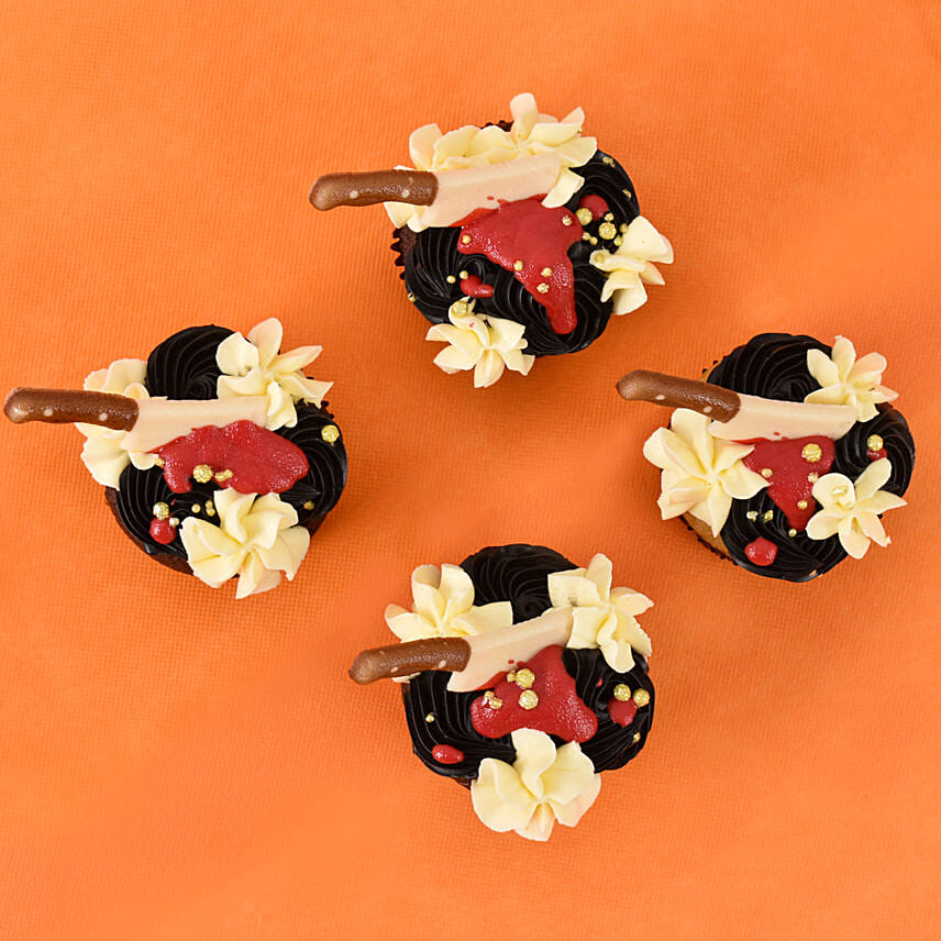 Blood Knife Halloween Cupcakes