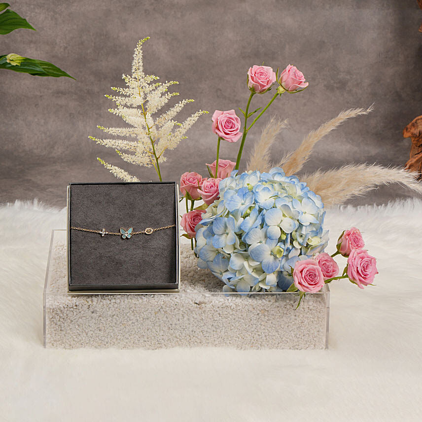 Blue Butterfly Cerruti 1881 Bracelet and Flowers