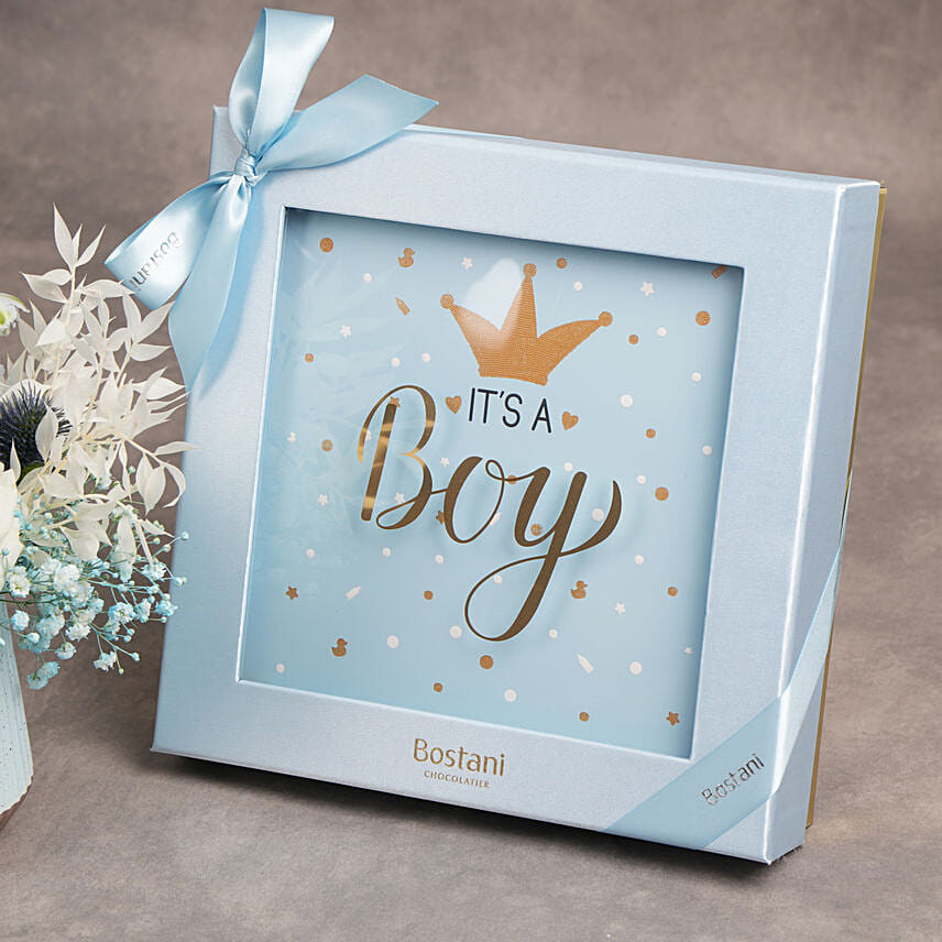 Bostani Its a Boy Chocolate with Flowers