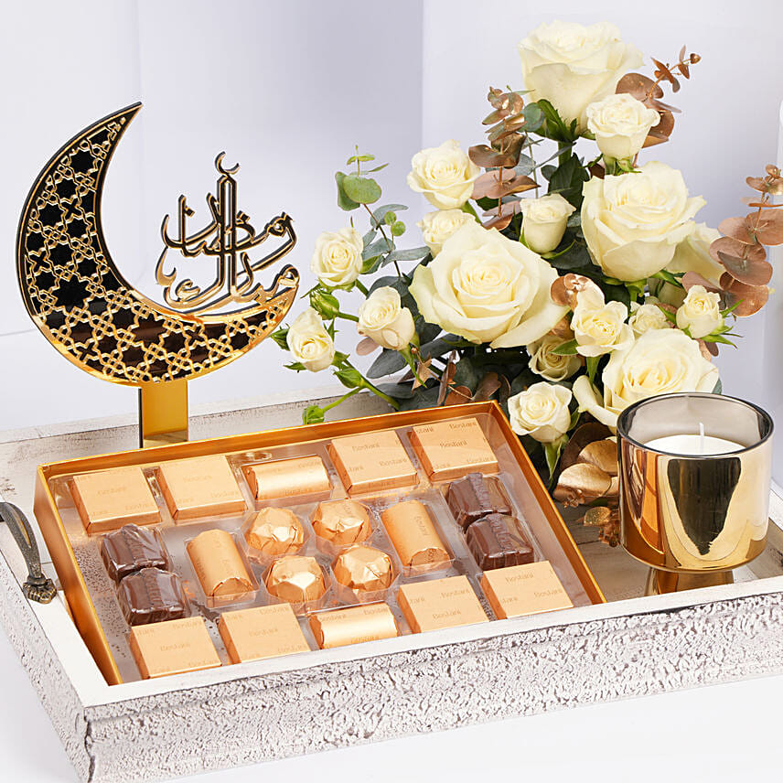 Bostani Leathered Luxury Chocolate Box with Flowers