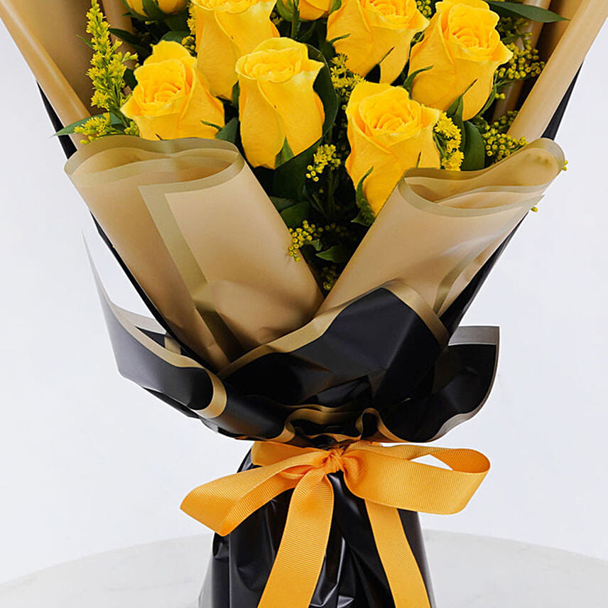 Bright Yellow Roses Bouquet