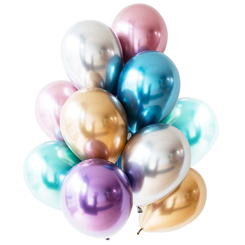 Bunch of 10 Multicolour Chrome Balloons