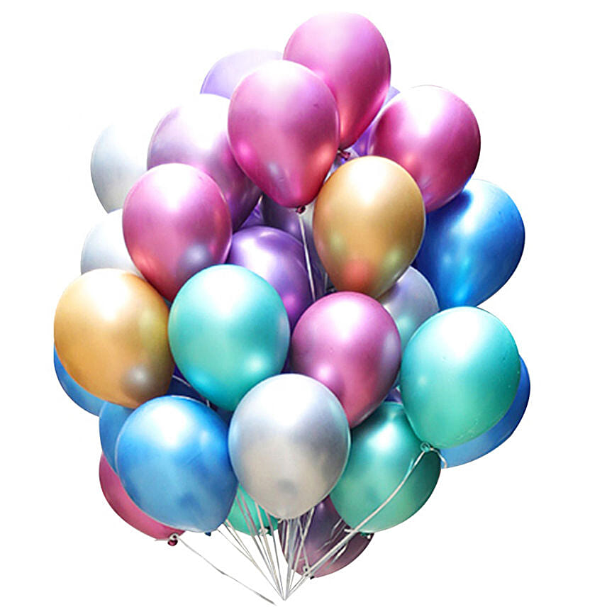 Bunch of 30 Multicolour Chrome Balloons
