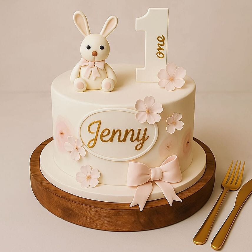 Bunny Bliss First Birthday Cake