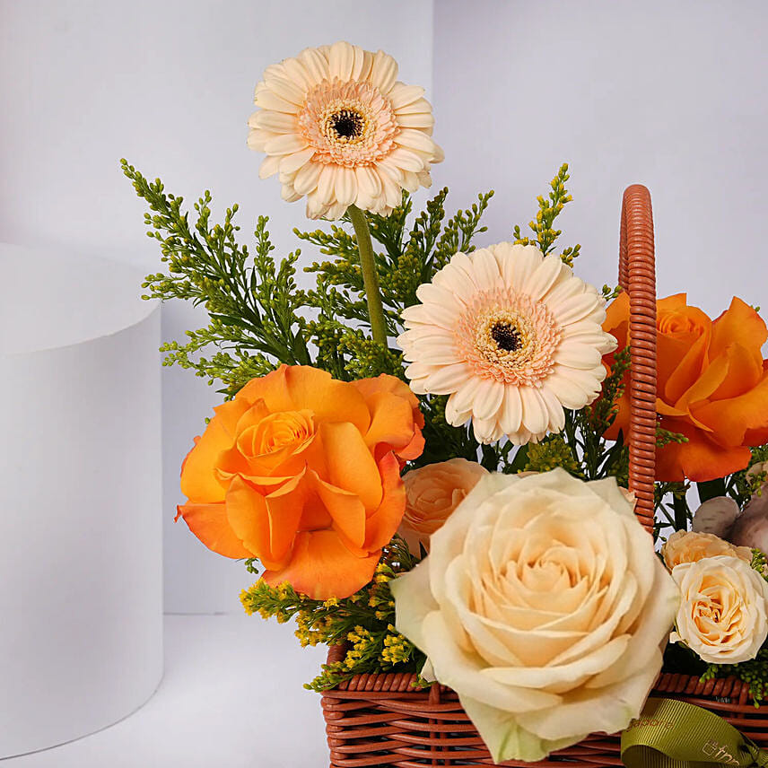Bunny Peach Floral Basket