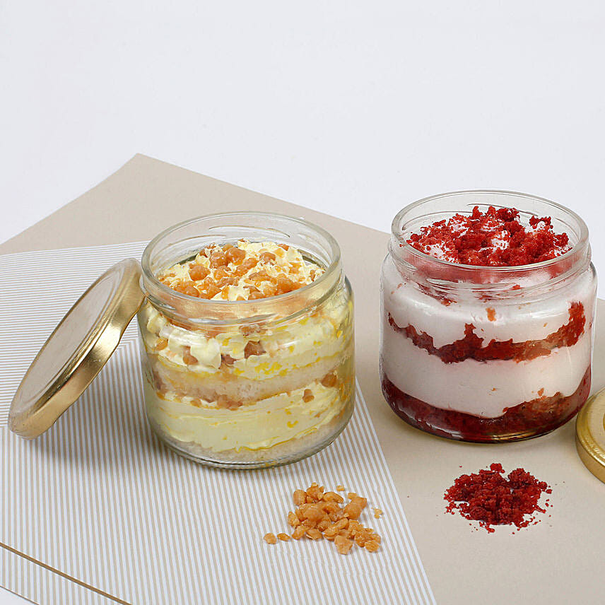Butterscotch and Red Velvet Jar Cakes