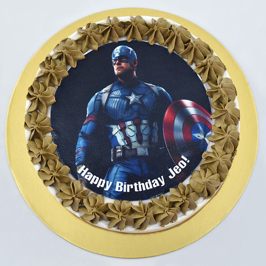 Captain America Birthday Red Velvet Cake 4 Portion