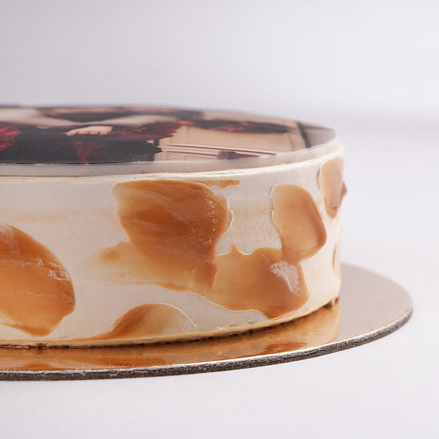 caramel Anniversary Photo Cake Half Kg