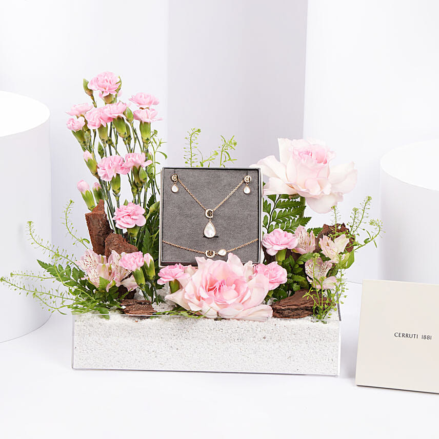 Cerruti 1881 Electra Gold Plated Mother Of Pearl Crystals Jewellery Gift Set