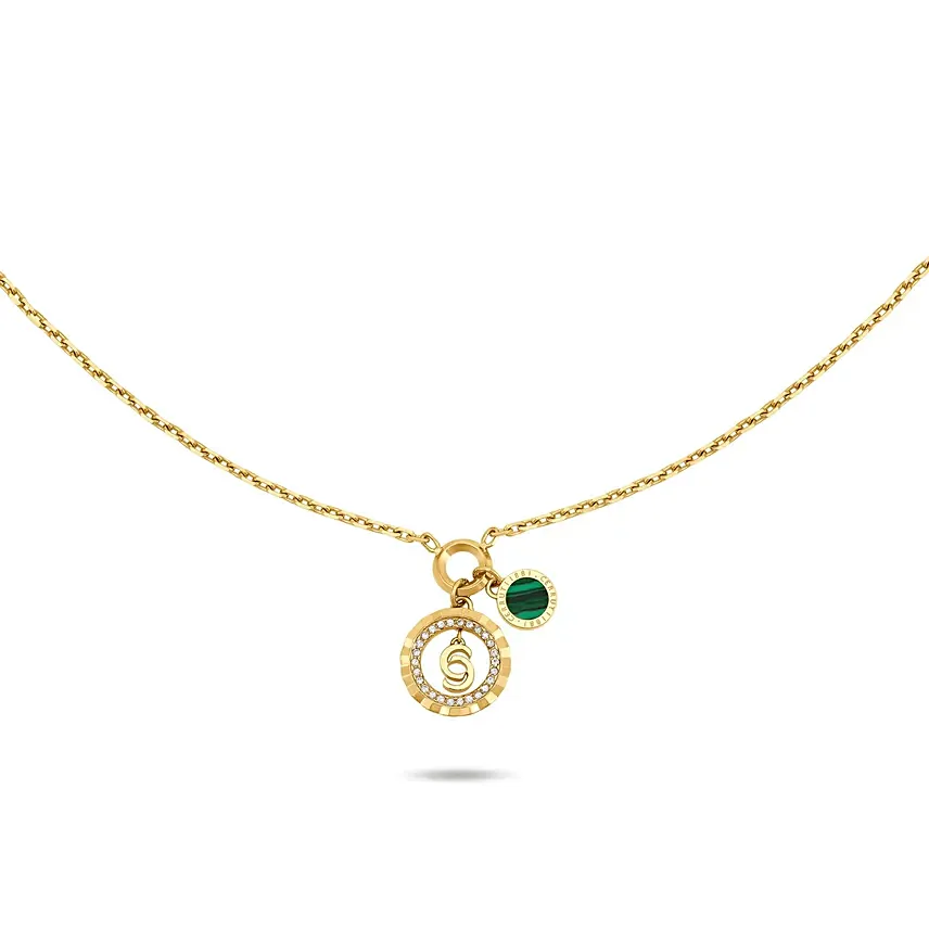 Cerruti 1881 Gold Plated Double Round Motif Necklace and Earring for Her