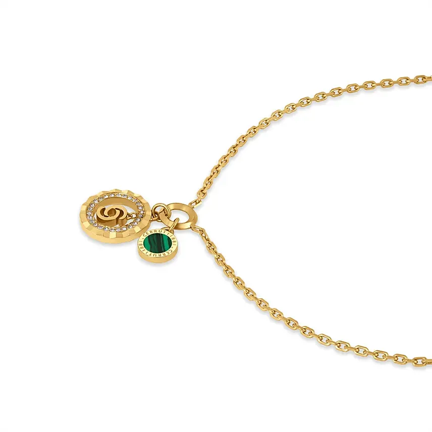 Cerruti 1881 Gold Plated Double Round Motif Necklace and Earring for Her