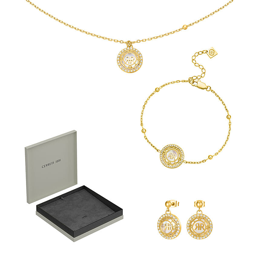 Cerruti 1881 MOP Jewelry Set with Vibrant Floral Basket