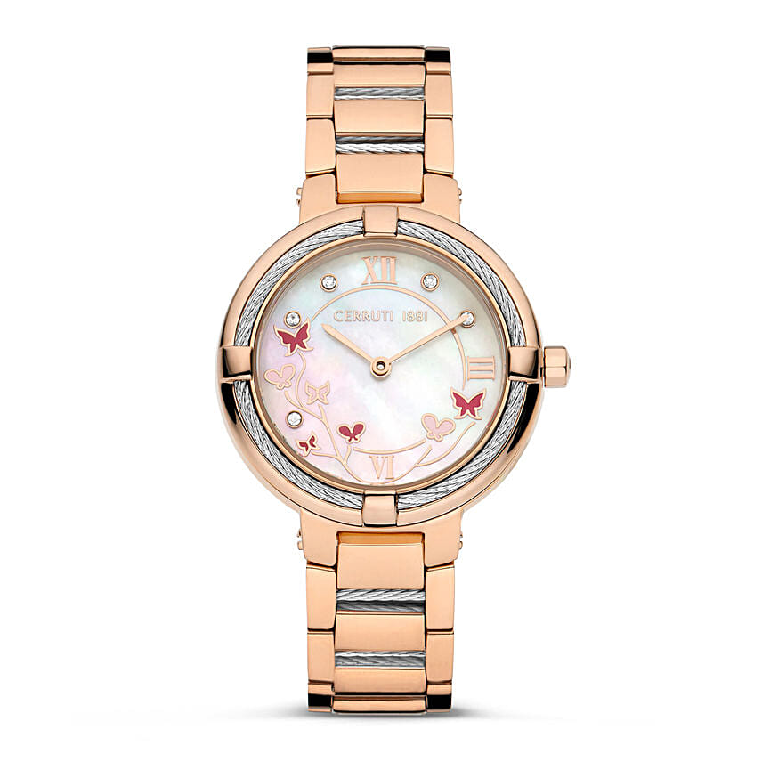Cerruti Watch and Flowers Combo For Her