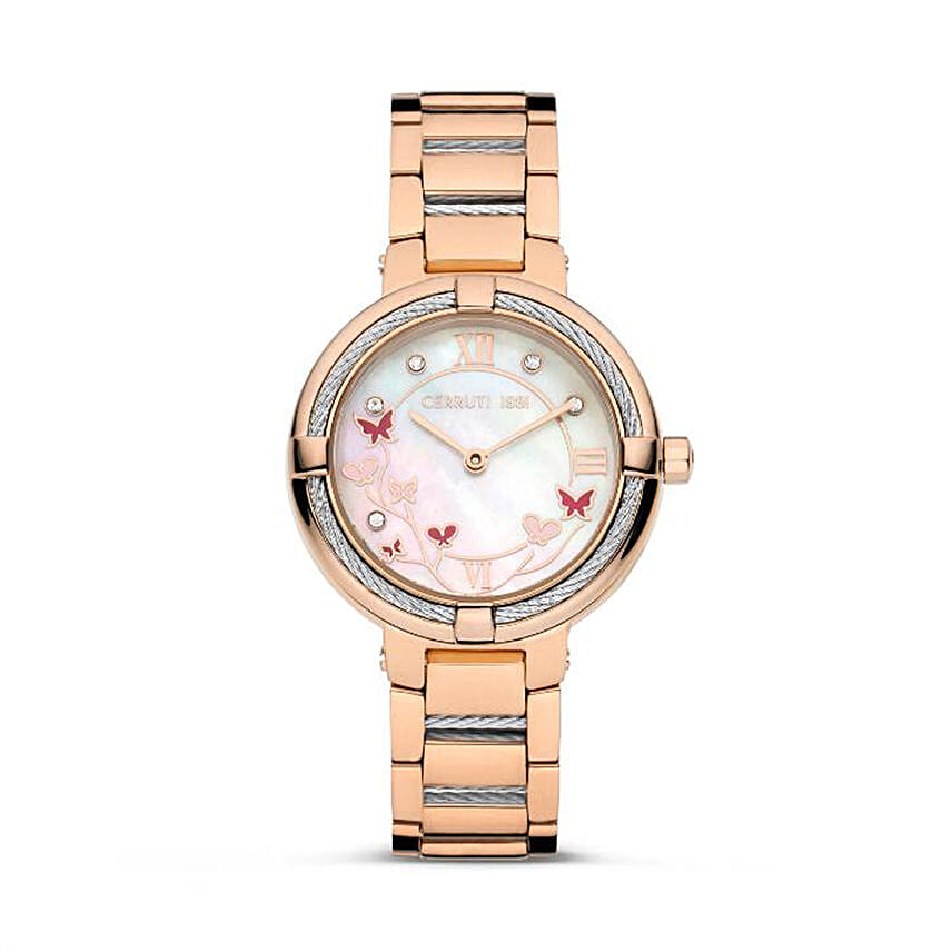 Cerruti Watch and Flowers Combo For Her