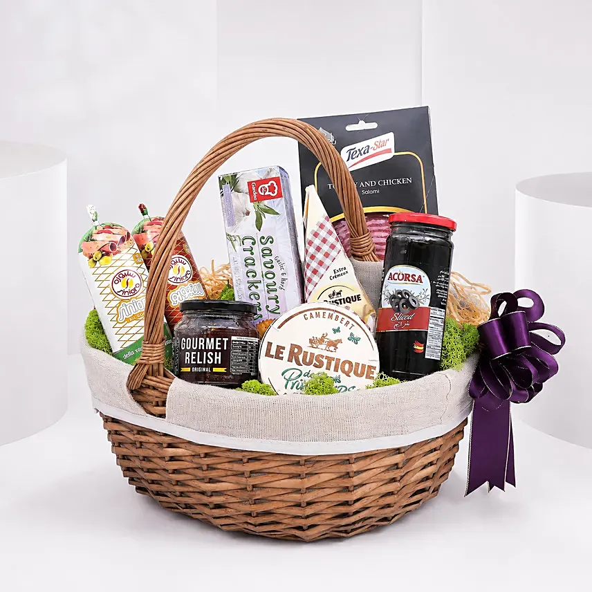 Cheese Salami and Condiments Basket