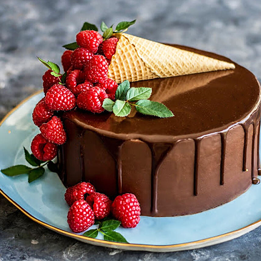 Chocolate Drip Ice Cream Cone Vanilla Cake