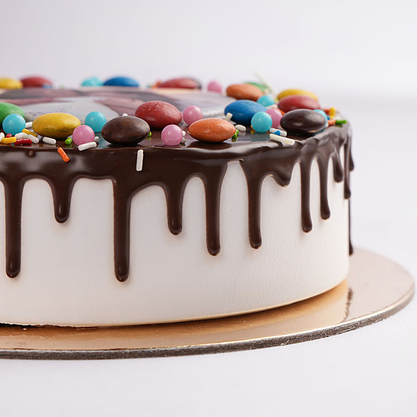 Chocolate Drip MNM Photo Cake For Anniversary 1.5 Kg
