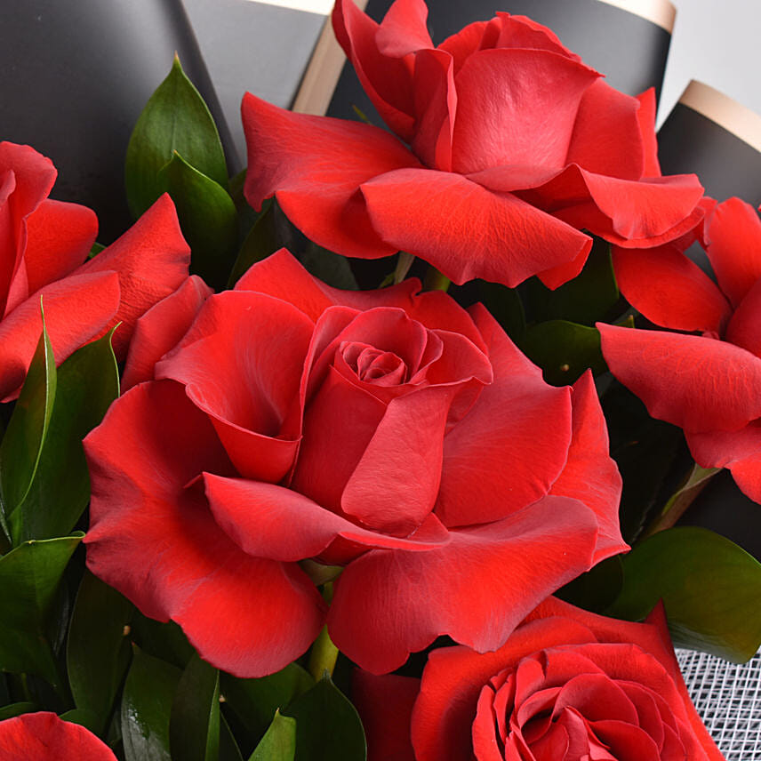 Chocolate Truffles and Bunch of 6 Red Roses