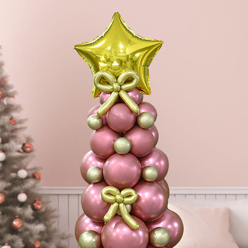 Christmas Balloons Tree And Gift Wrap Arrangement