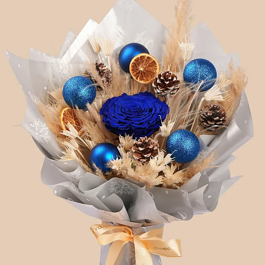 Christmas Frosted Blue Pinecone Bouquet