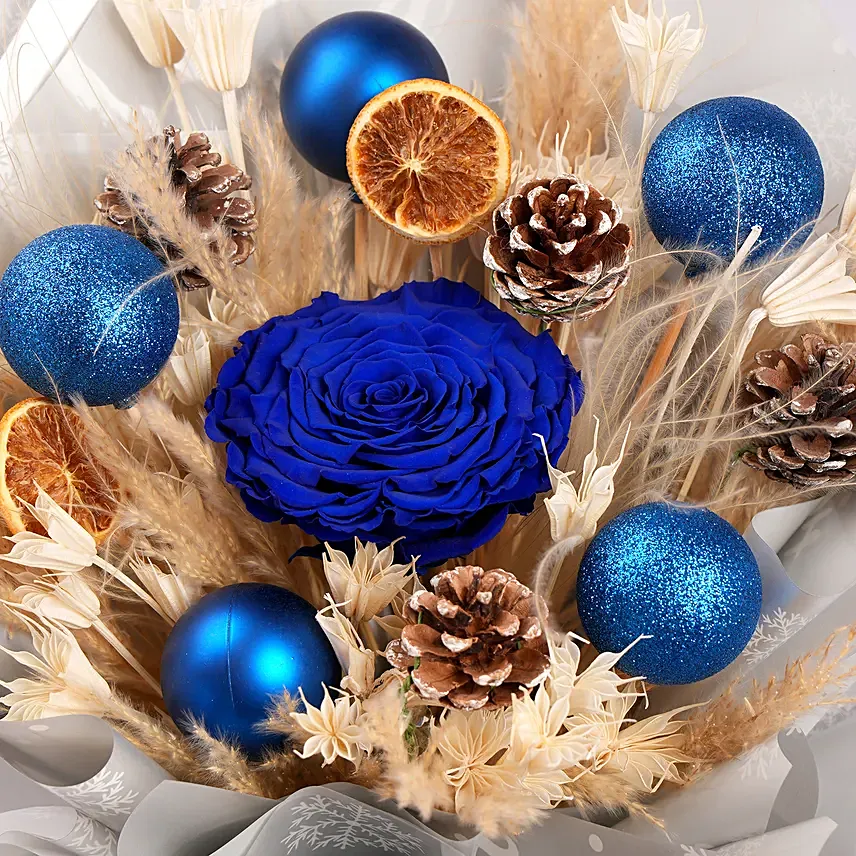 Christmas Frosted Blue Pinecone Bouquet