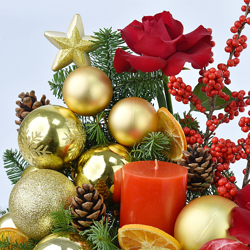 Christmas Wishes with Gold and Red Florals