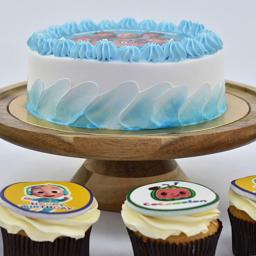 Cocomelon Birthday Cake With Cupcakes