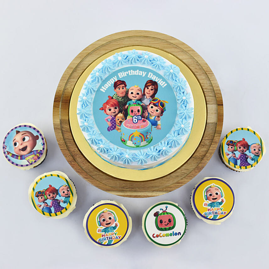 Cocomelon Birthday Cake With Cupcakes