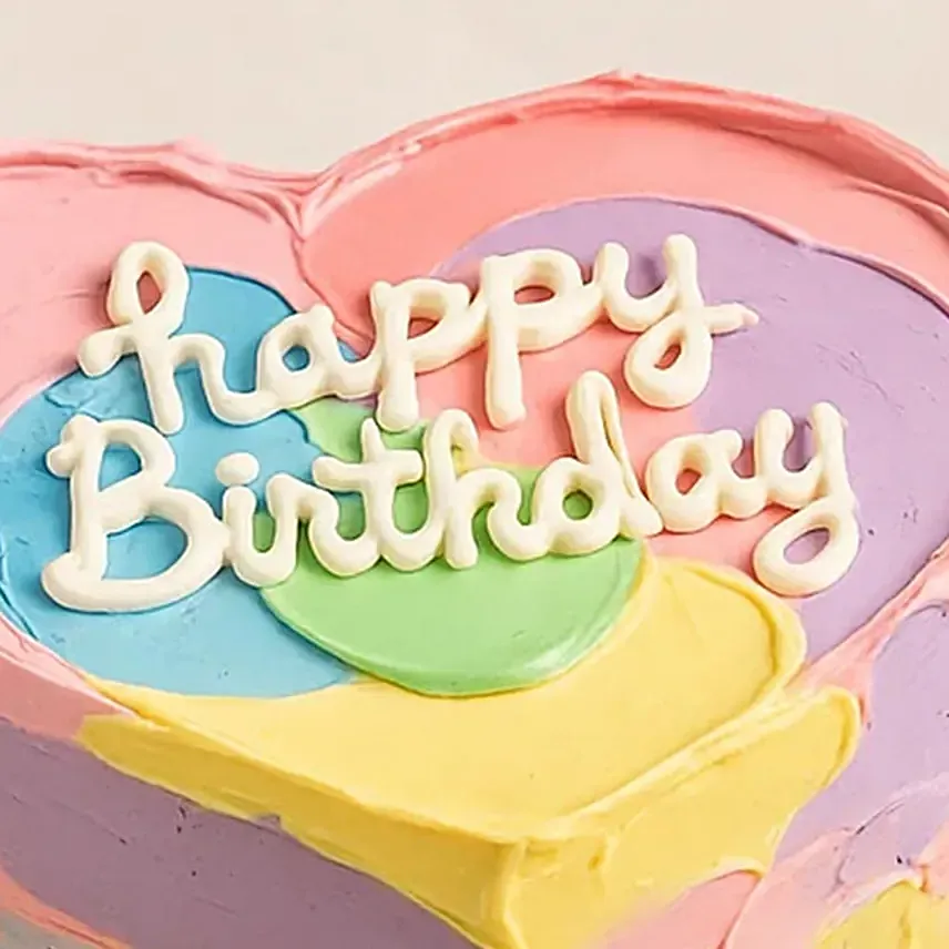 Colorful Heart Shaped Birthday Cake