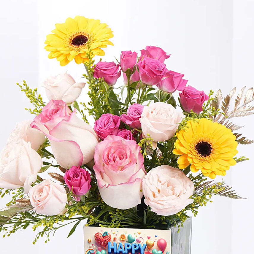 Colorful New Year Flowers Vase