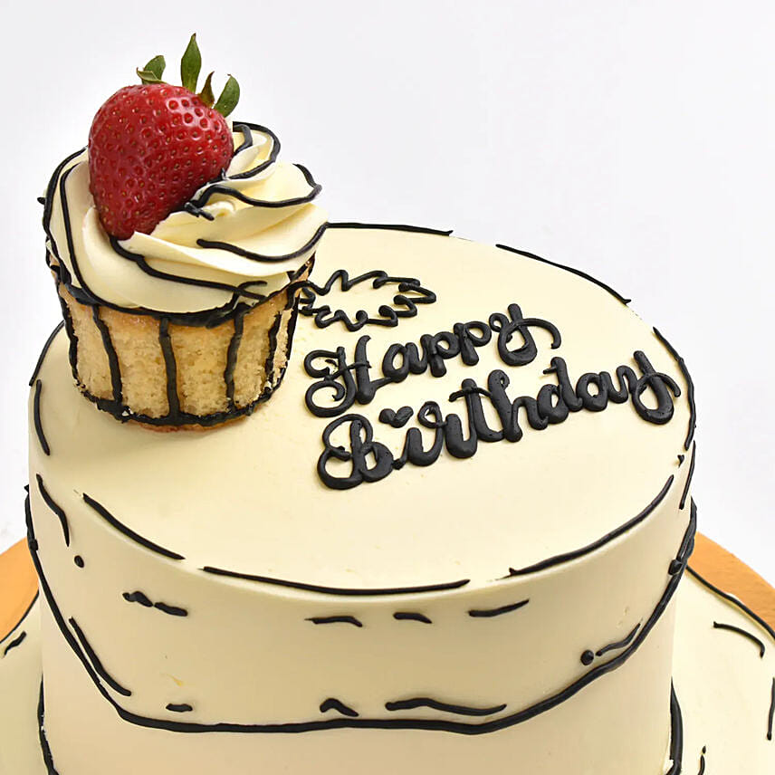 Comical Treat Birthday Vanilla Cake
