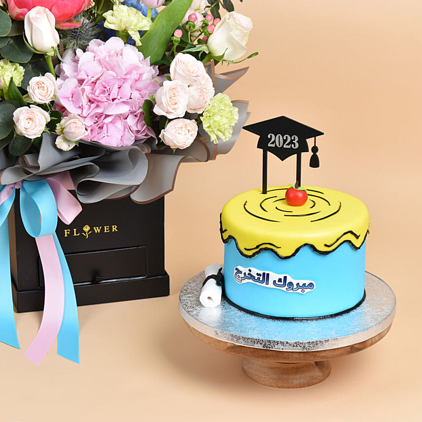 Congrats Graduate Flowers with Cake