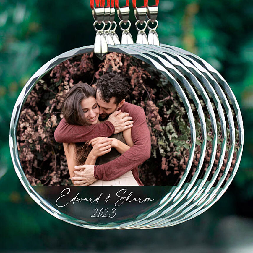 Couple Photo And Names Ornament 6 Pcs