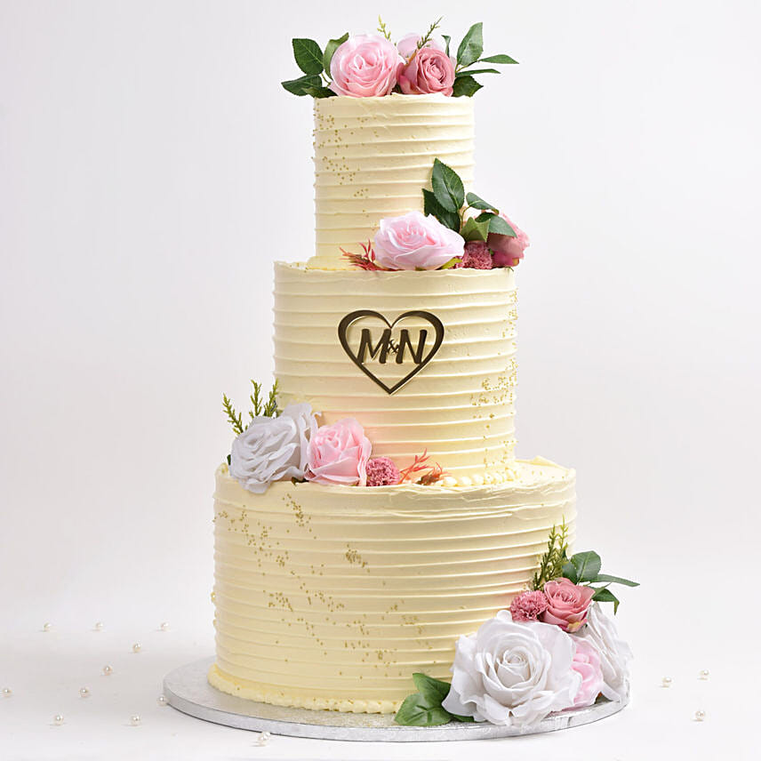 Cream Delights Wedding Cake