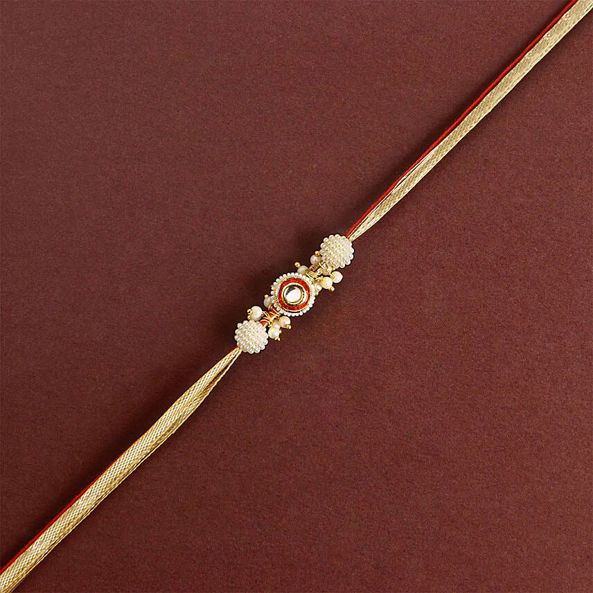 Crimson Majestic Pearl Rakhi With Pistachio