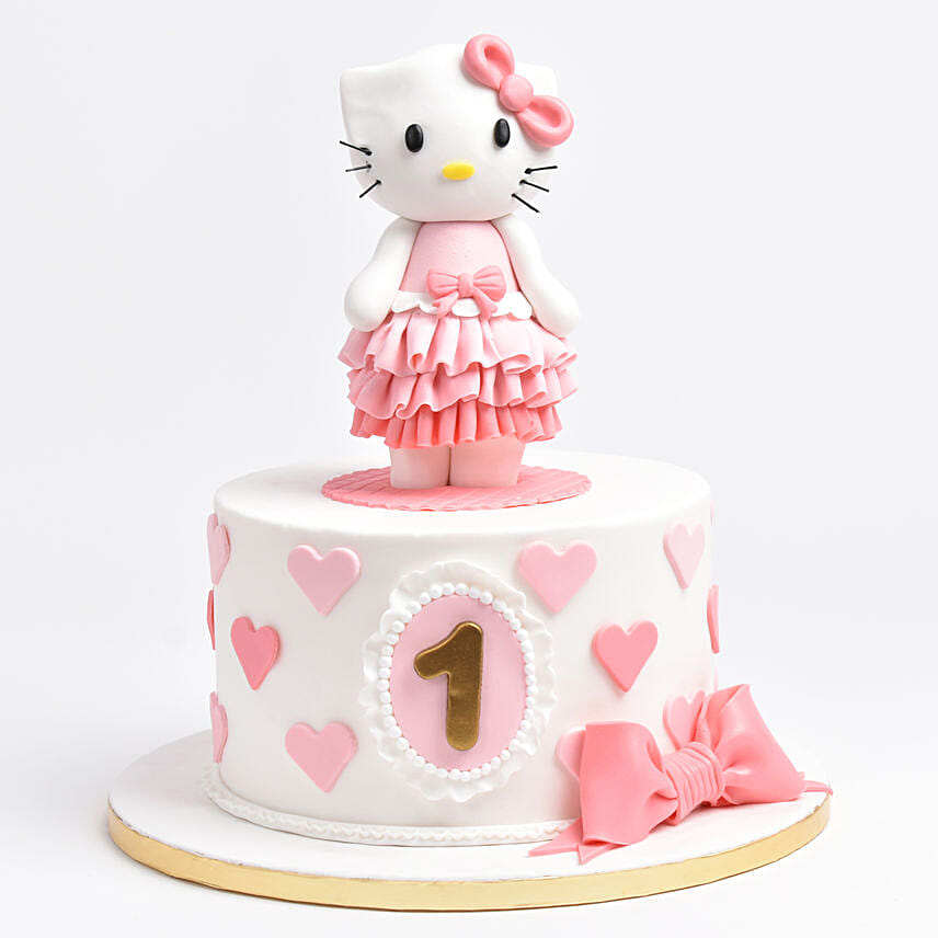 Cute Kitty Red Velvet Cake For Baby Girl