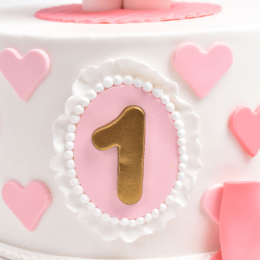 Cute Kitty Red Velvet Cake For Baby Girl