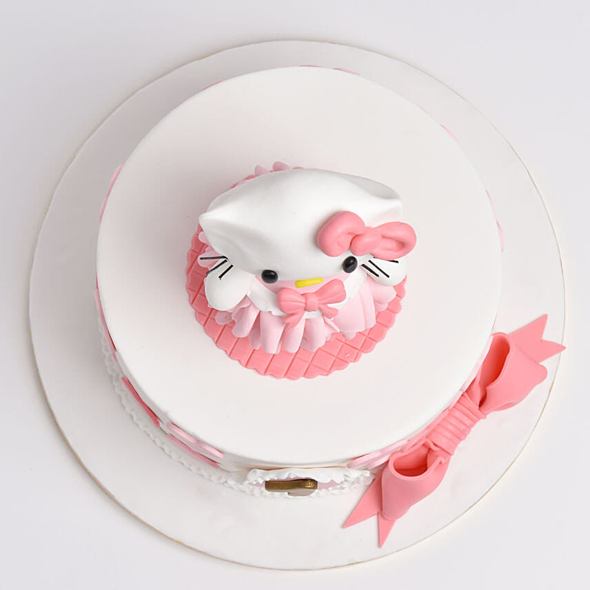 Cute Kitty Vanilla Cake For Baby Girl