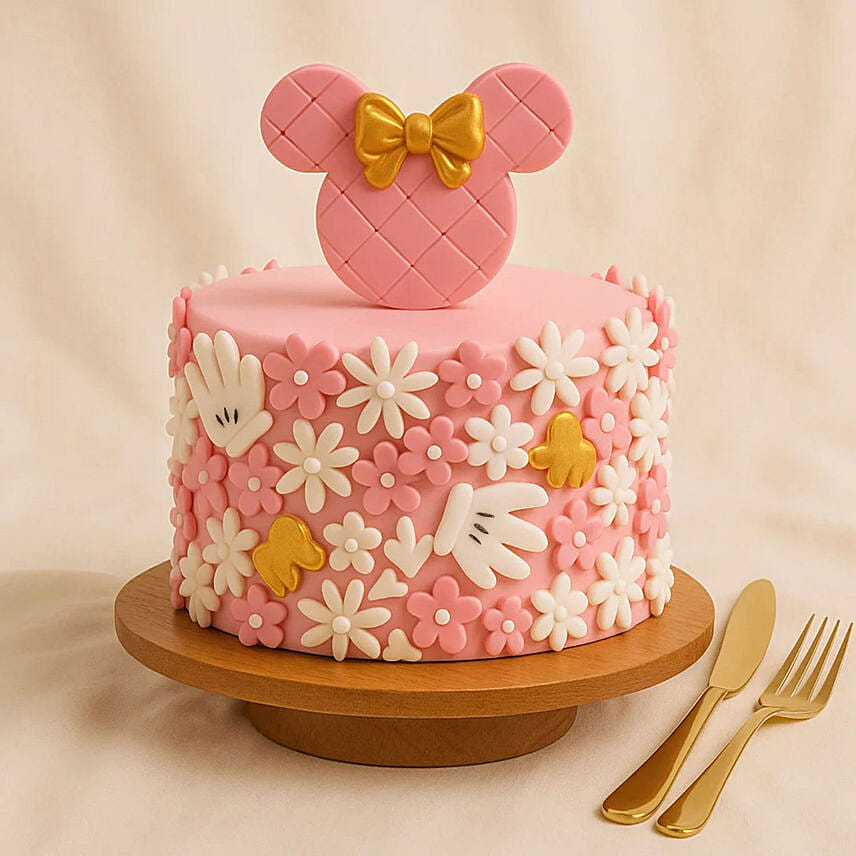 Cute Minnie Mouse First Birthday Cake
