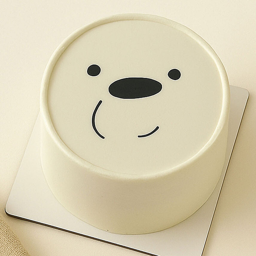Cute White Bear Celebration Fudge Cake Half KG