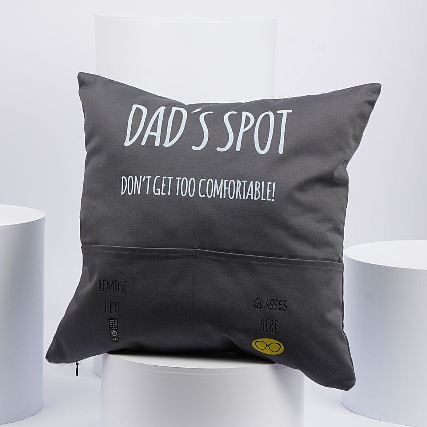 Dad Spot Premium Cushion with Pockets Grey