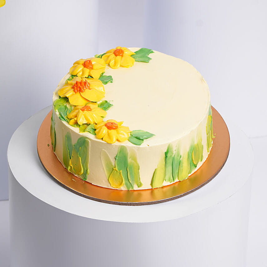 Daffodils Chocolate Cake With Flowers