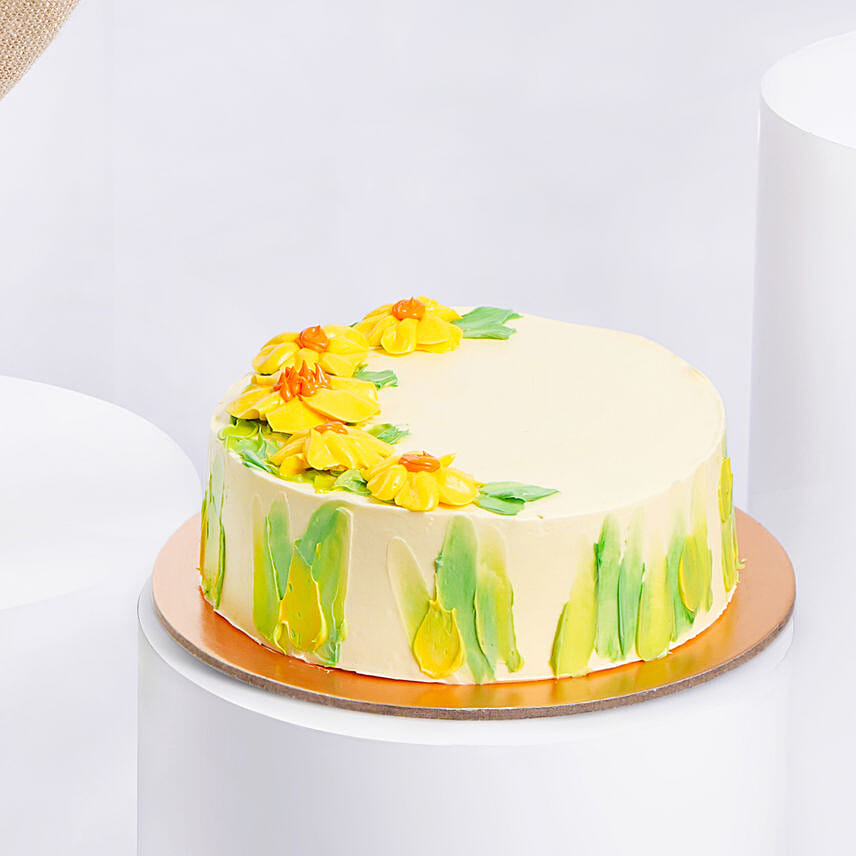 Daffodils withTulips Birthday Flower Bouquet and Cake