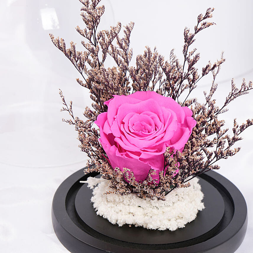 Dark Pink Forever Rose in Glass Dome