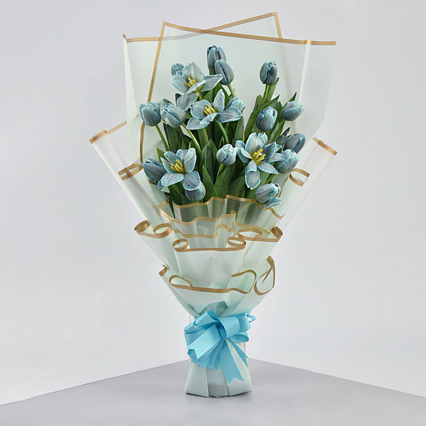 Dazzling 20 Blue Tulips Bouquet