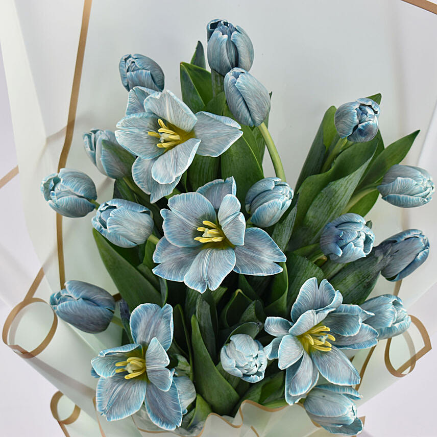 Dazzling 20 Blue Tulips Bouquet