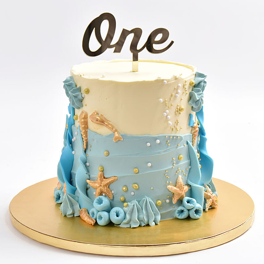 Deep Ocean Red Velvet Cake For Baby Boy