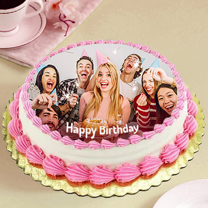 Delicious Birthday Photo Cake- Vanilla Half Kg Eggless